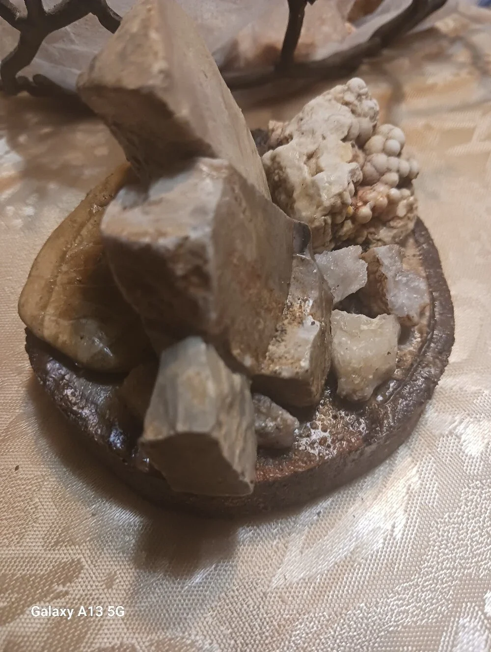 Decorative Crystal Rock Display in Beige and Brown